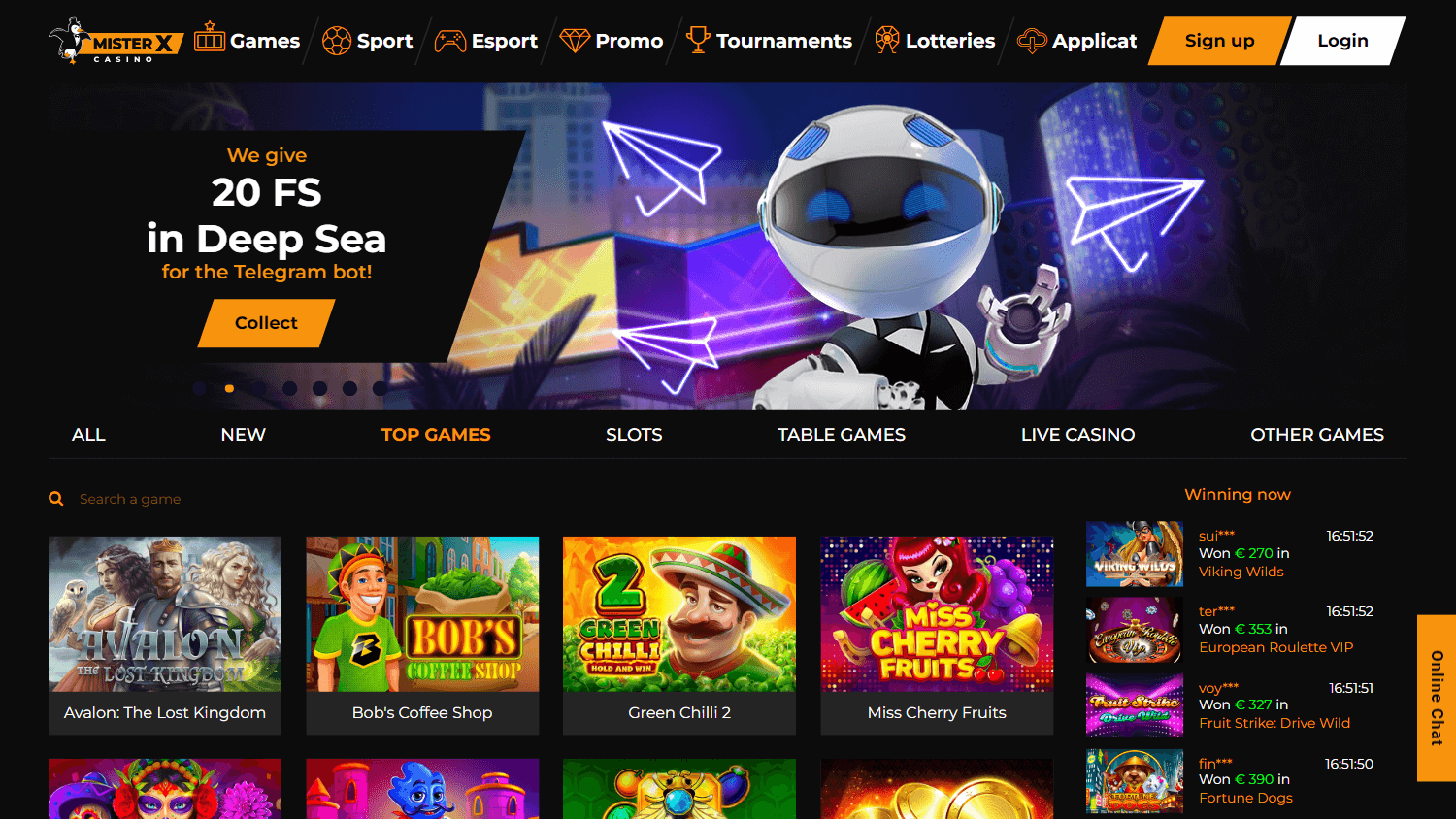 Mister X Casino Desktop screenshot