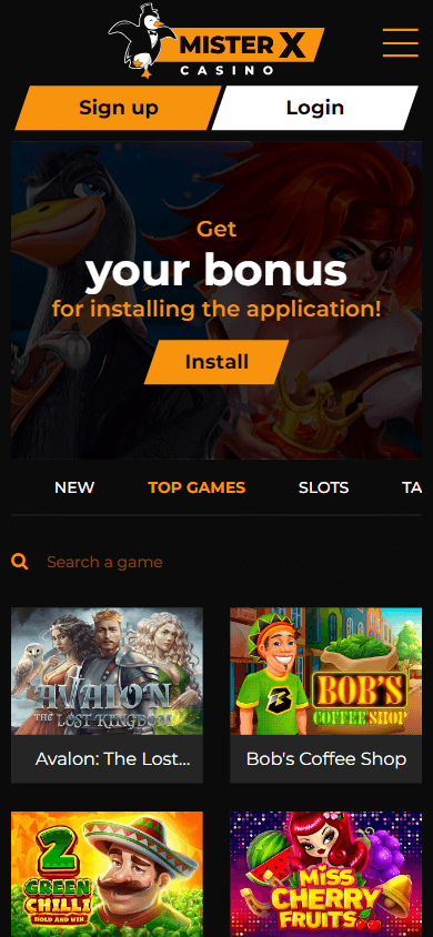 Mister X Casino Mobile screenshot